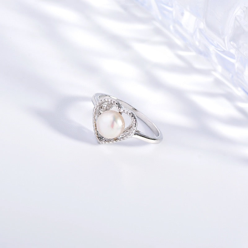 Heart-Shaped Freshwater Pearl Ring