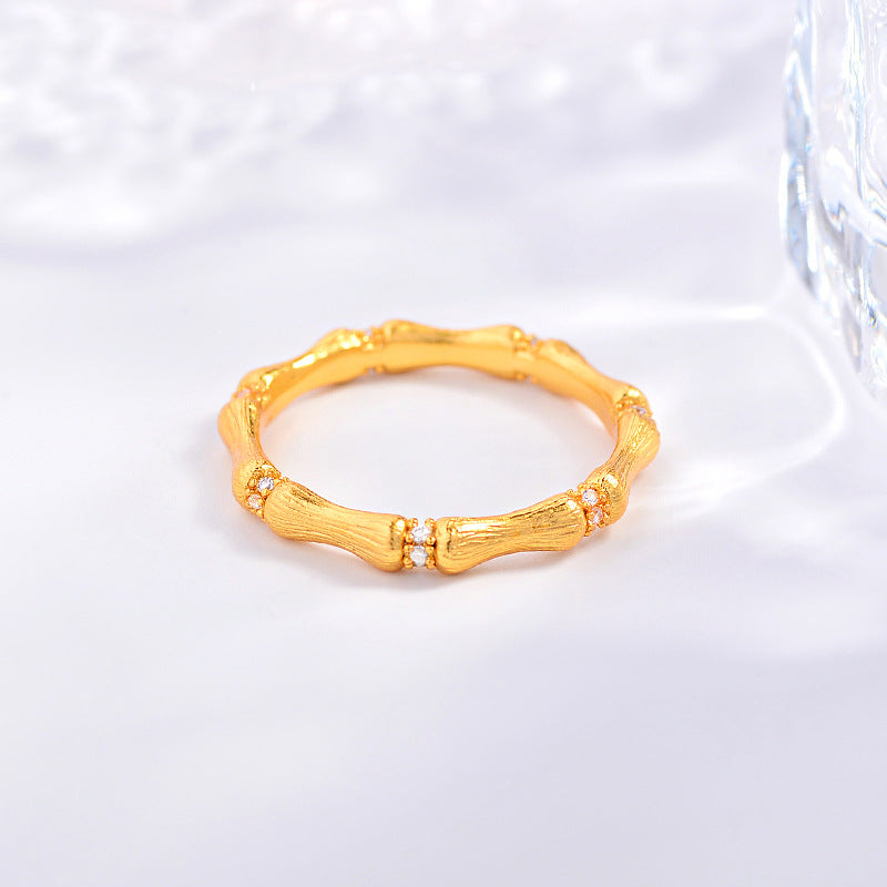 新款时尚小众竹节戒指不可调节食指戒指轻奢指环简约日常百搭手饰品